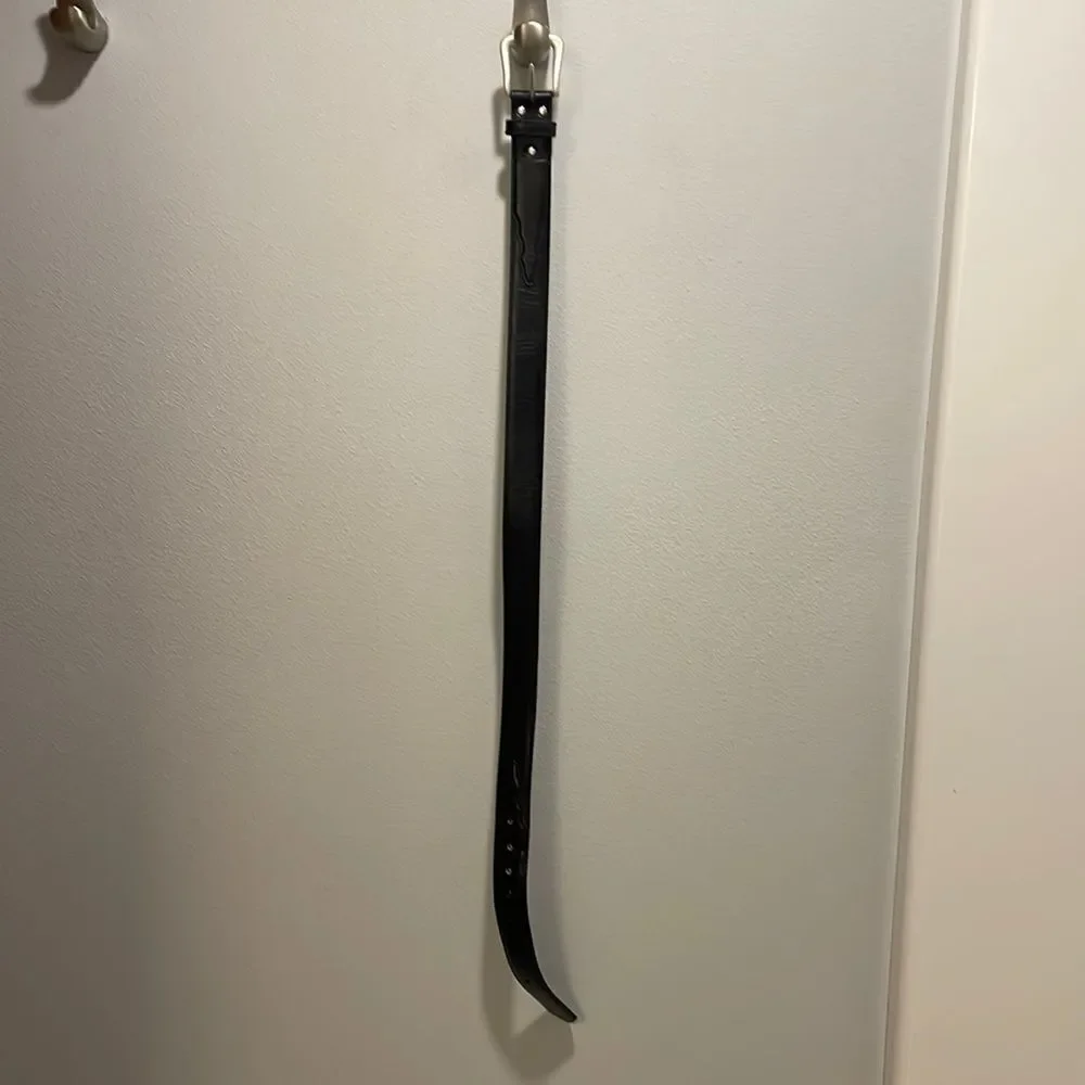 Womans black leather belt